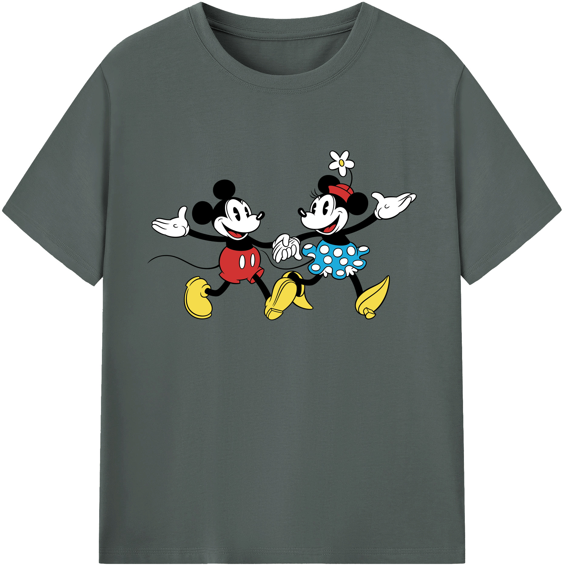 ミッキーマウス Mickey Mouse 綿100％ メンズ半袖Tシャツ｜肌触りやわらか＆通気性